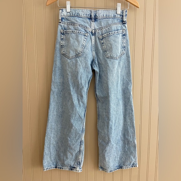 GAP Kids Low Stride Wide Leg Distressed Denim Jeans Girls Size 10 - Picture 3 of 5